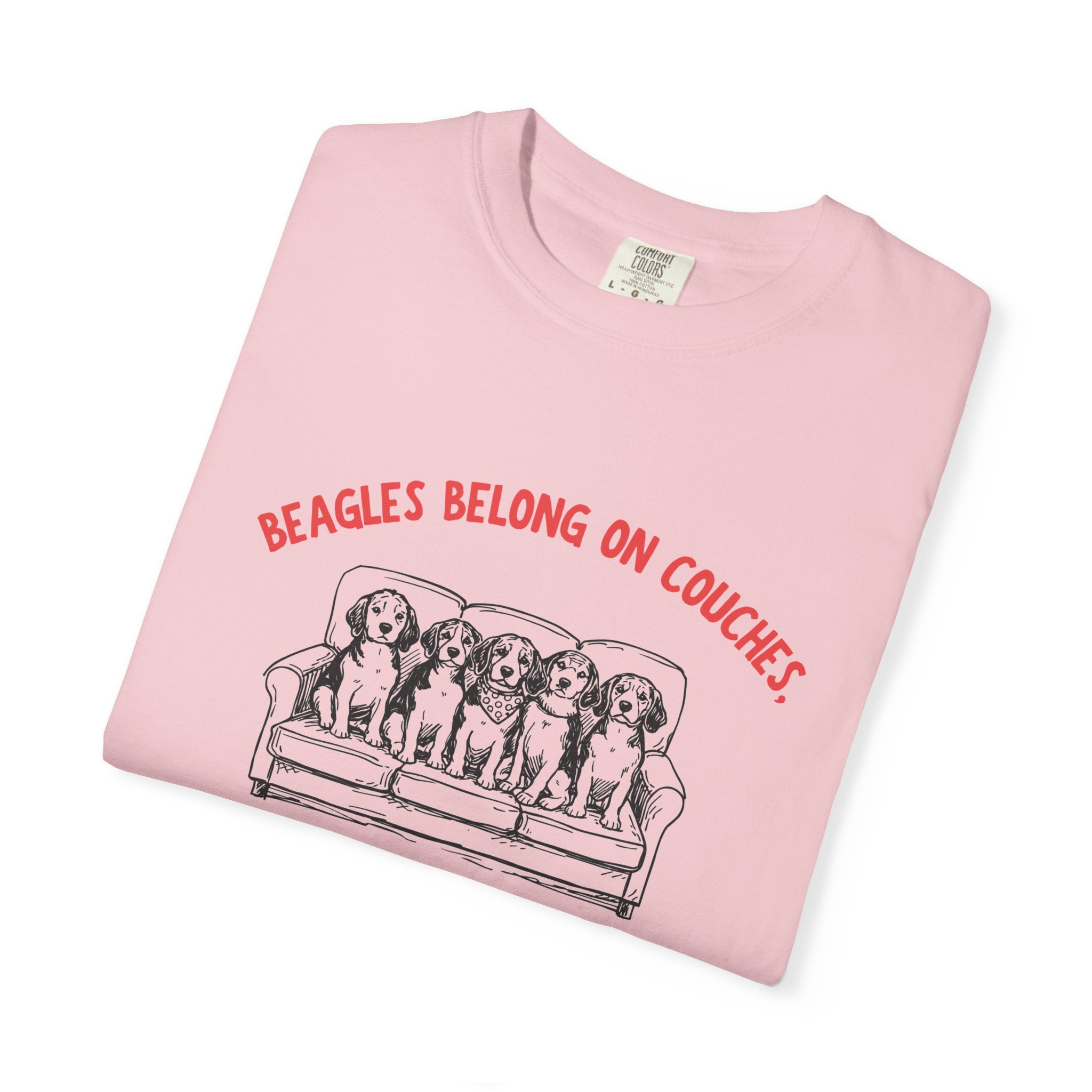 Beagles Belong on Couches T-Shirt — Not in Cages Rescue Tee