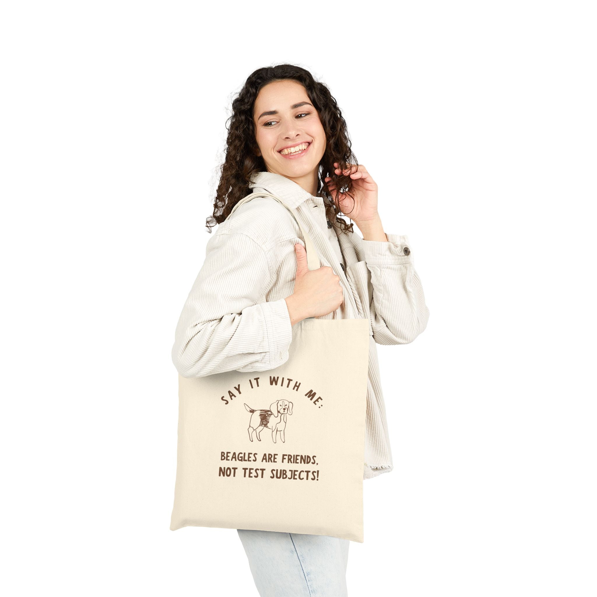 Beagles Are Friends Canvas Tote — "Say It With Me" Dog Lover Grocery Bag