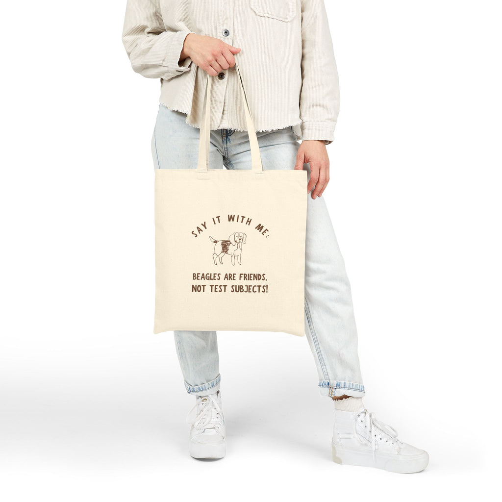 Beagles Are Friends Canvas Tote — "Say It With Me" Dog Lover Grocery Bag