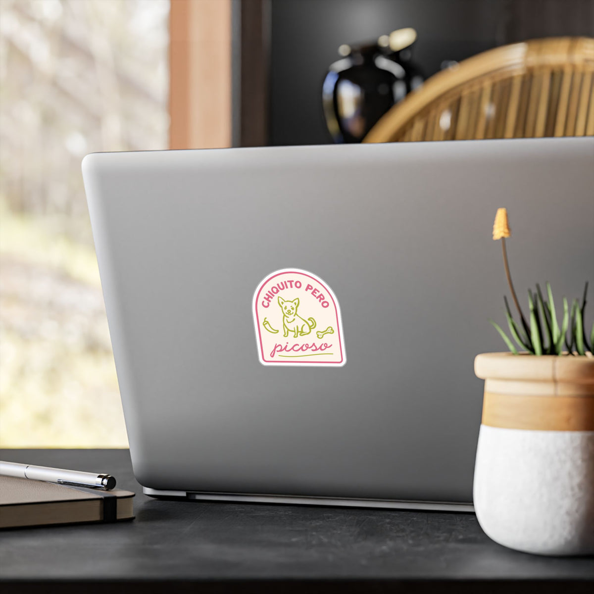 Chihuahua Kiss-Cut Vinyl Sticker — “Chiquito Pero Picoso” Cute Dog Decal
