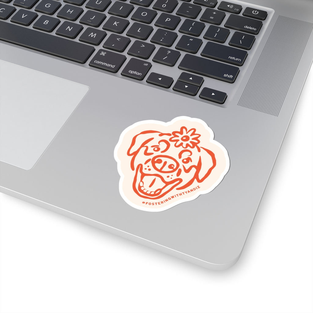Riggley Kiss-Cut Sticker — Floral Pup Laptop Decal