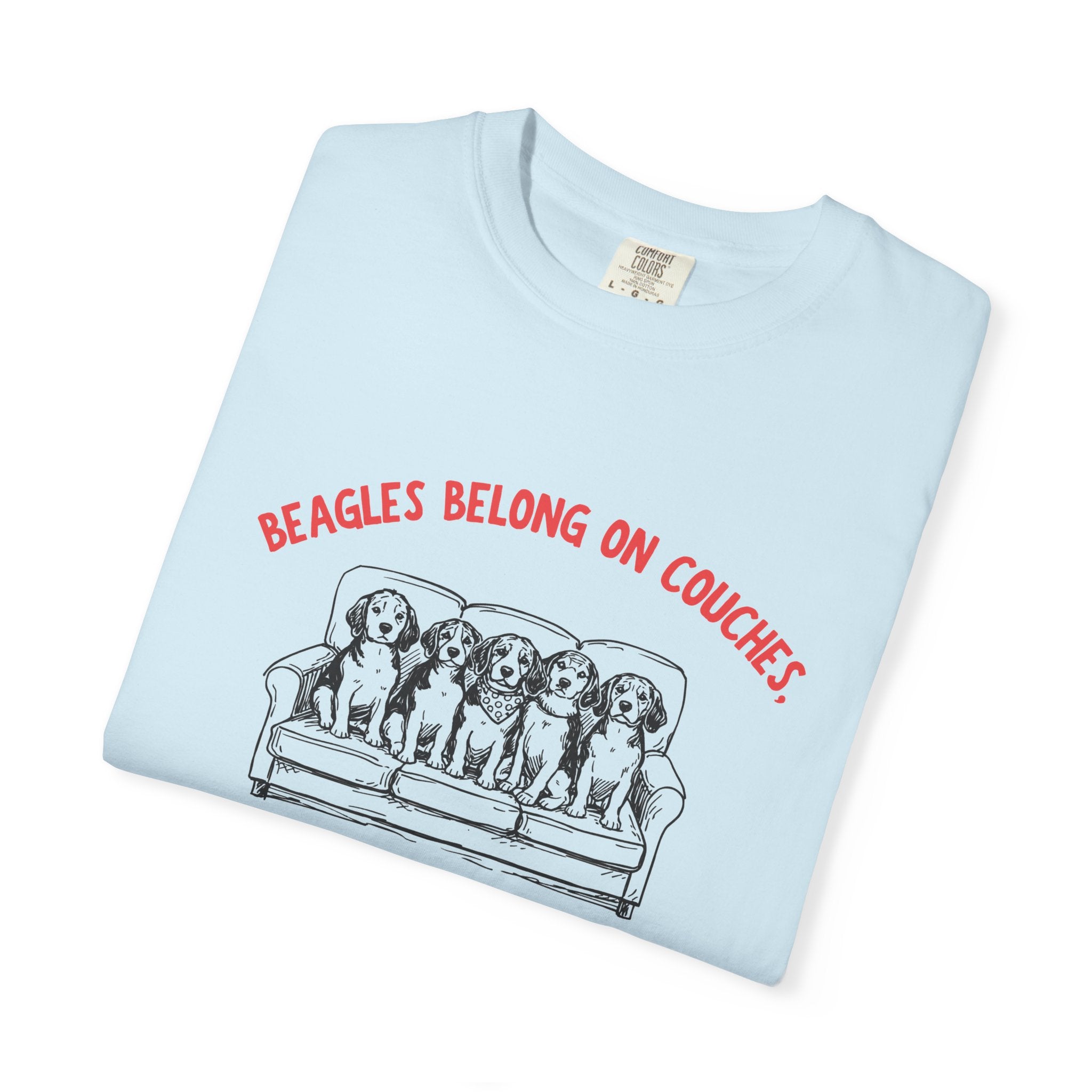 Beagles Belong on Couches T-Shirt — Not in Cages Rescue Tee