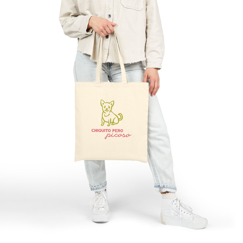 Tote Bag — "Chiquito Pero Picoso" Cute Dog Canvas Tote for Dog Lovers