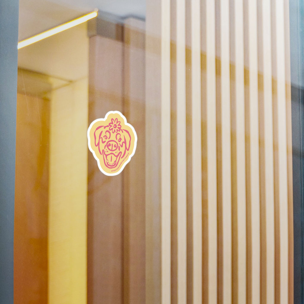 Riggley Sticker -Cut Vinyl Sticker — Pink & Yellow Dog Face Decal
