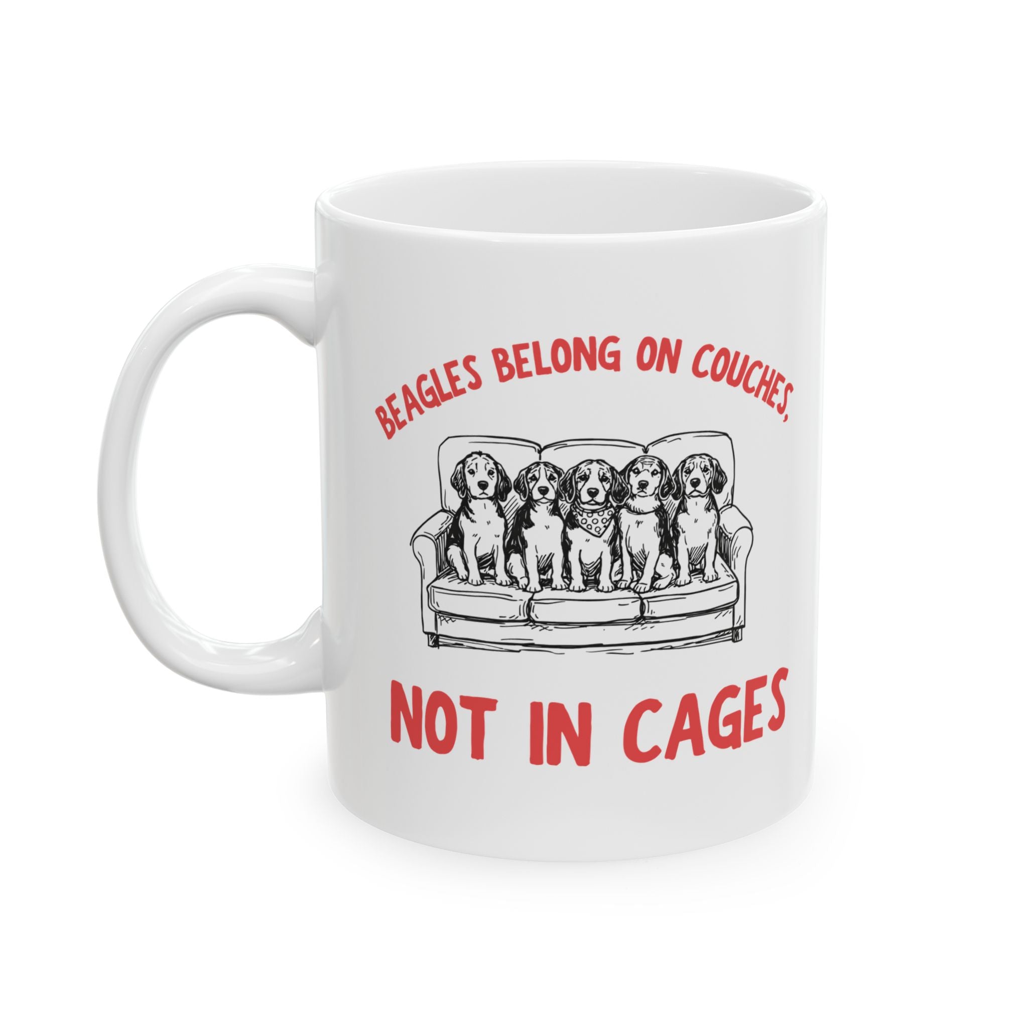 Ceramic Mug — Beagles On Couches Funny Dog Coffee Cup (11oz & 15oz)