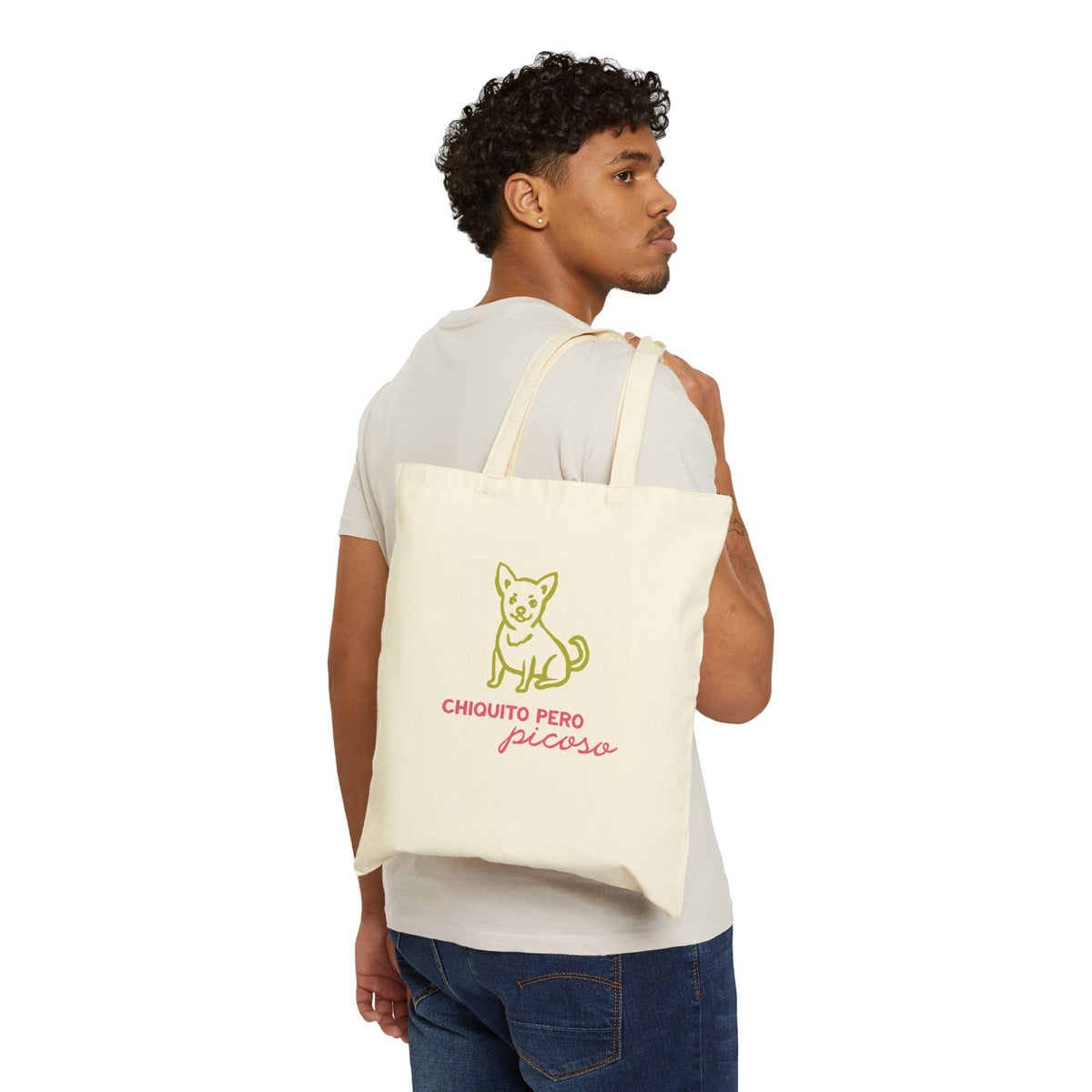 Tote Bag — "Chiquito Pero Picoso" Cute Dog Canvas Tote for Dog Lovers