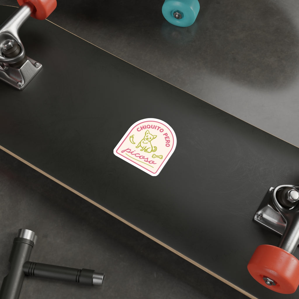 Chiquito Pero Picoso Chihuahua Sticker — Cute Spicy Dog Die-Cut Sticker