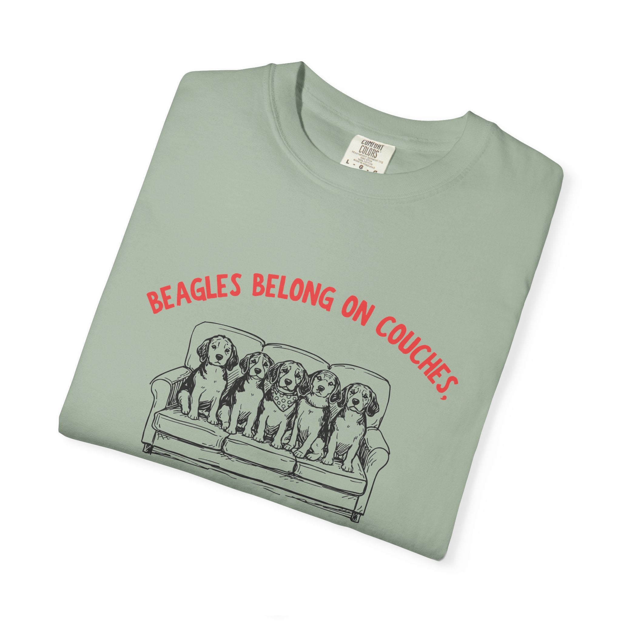 Beagles Belong on Couches T-Shirt — Not in Cages Rescue Tee