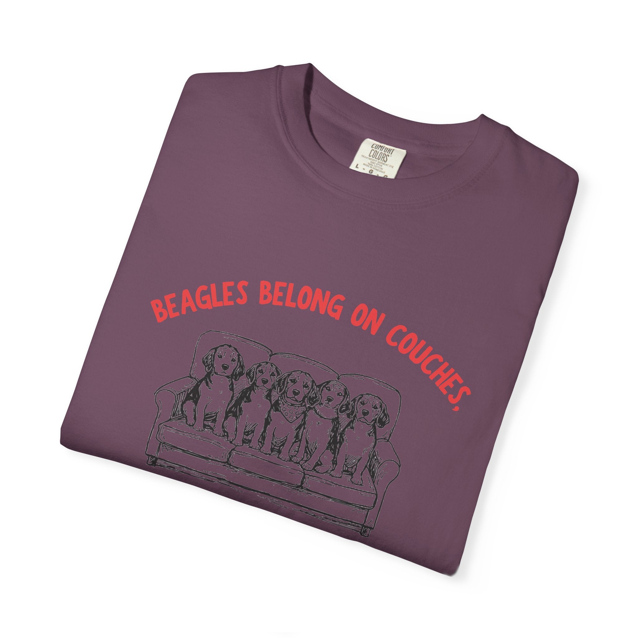 Beagles Belong on Couches T-Shirt — Not in Cages Rescue Tee