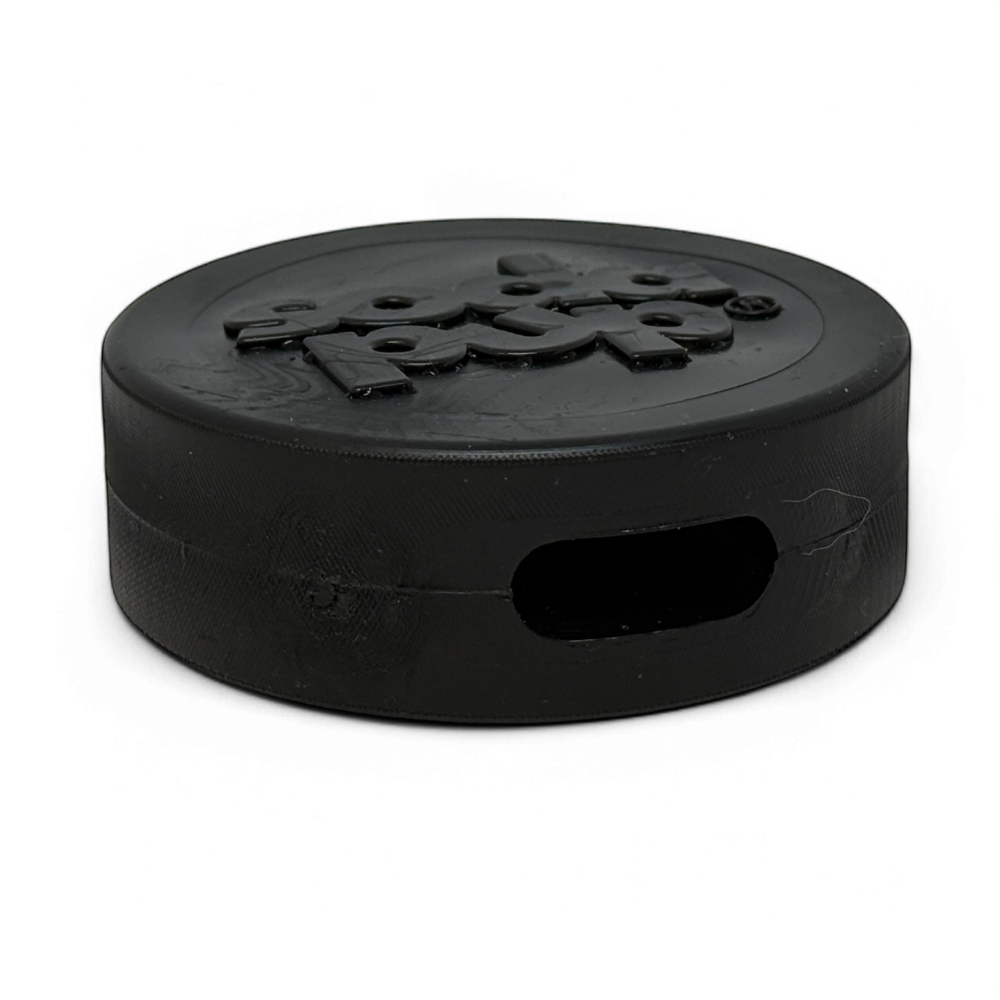 Hockey Puck Bully Stick Holder - Durable Rubber Treat Holder & Chew Toy USA
